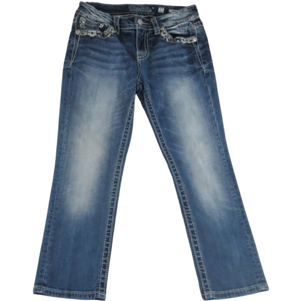 Miss Me Capri Jeans Women‎ 27 Blue Denim Angel Wing Embellished Studded Pocket